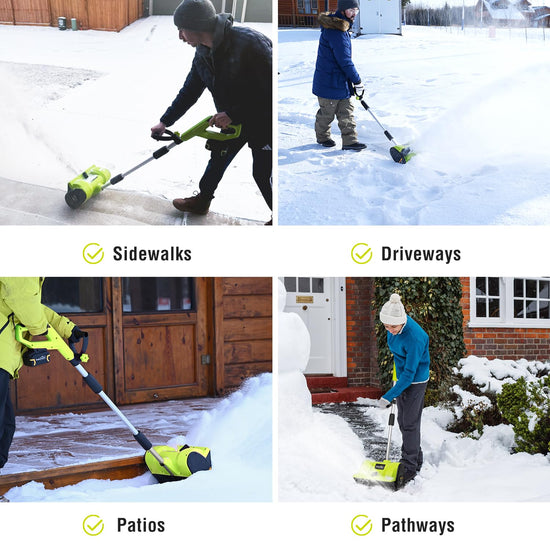 SnapFresh snow blower — 20V cordless design with adjustable handle and battery included