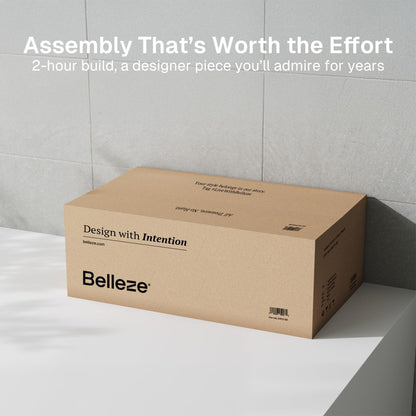 BELLEZE cabinet — 65 inch modular fluted design with storage and arc accents