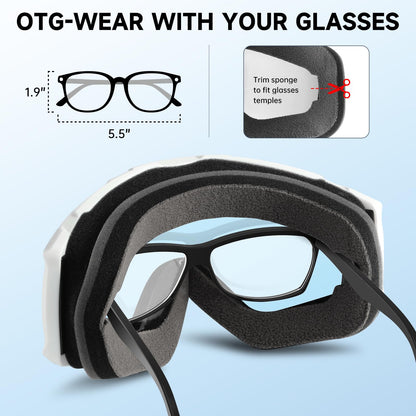 findway ski goggles otg — over glasses snow goggles with UV protection for all users