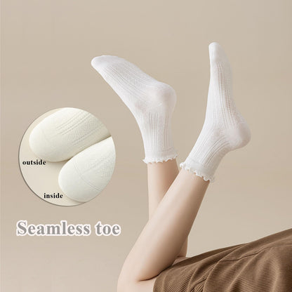 Mcool Mary crew socks — ruffle cotton ankle socks, 6 pack