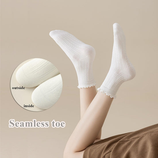Mcool Mary crew socks — ruffle cotton ankle socks, 6 pack