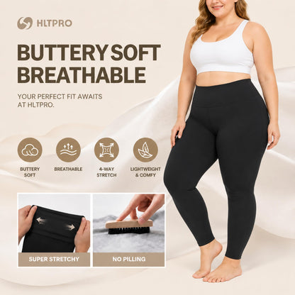 HLTPRO plus size leggings - high waist stretchy pants for workout and yoga