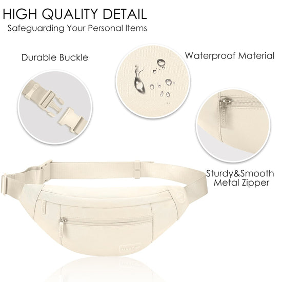MASTTOP waist pack — large crossbody design with 4 zipper pockets and phone bag