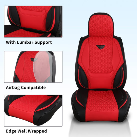 Custaura vehicle seat cover — waterproof leather in black and red