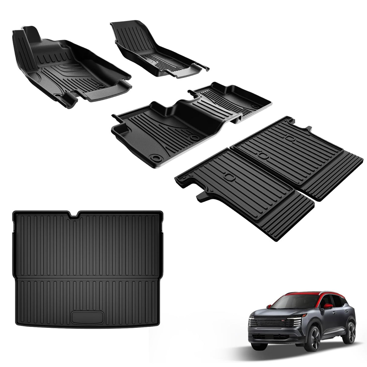 AOMSAZTO vehicle mats with 3D protection for Nissan Kicks 2025-2026, 6-piece set, black