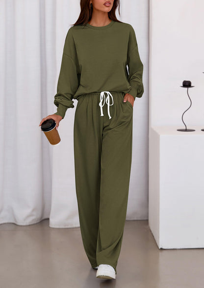 Coordinated outfit — PrettyGarden women's lounge set with long sleeve sweatshirt and wide leg pants