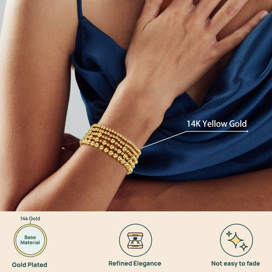 adoyi bracelet — 14K gold plated adjustable beaded strand jewelry set for women