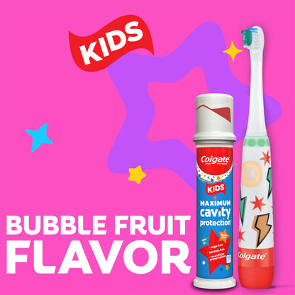 Colgate Kids Toothpaste Pump with Fluoride for Cavity Protection, Ages 6+, ADA Accepted, Bubble Fruit, 4.4 Ounce, 6 Pack