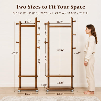 Taitiy clothes rack with wheels and shelves for bedroom and entryway