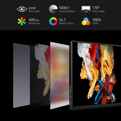 VILVA portable monitor - 15.6 inch 1080P FHD with USB-C and HDMI connectivity