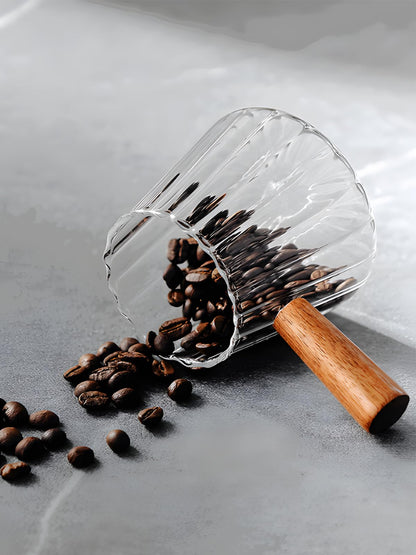 Measuring cup — Espresso shot glass with V-shaped mouth and ribbed design