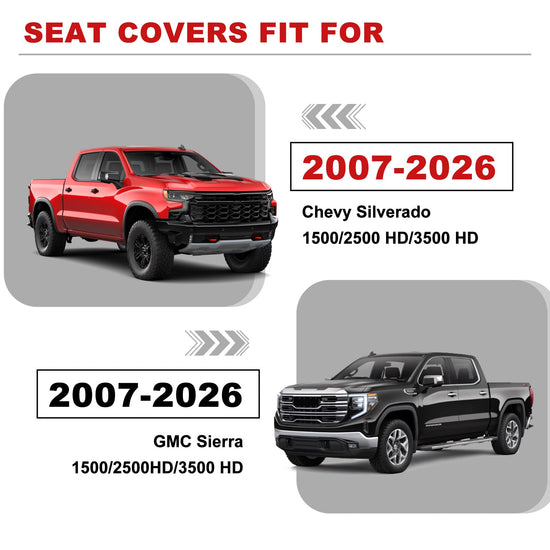 VEHICLE_SEAT_COVER — Custom fit waterproof for Chevy Silverado GMC Sierra 2007-2025 5 seats Gray