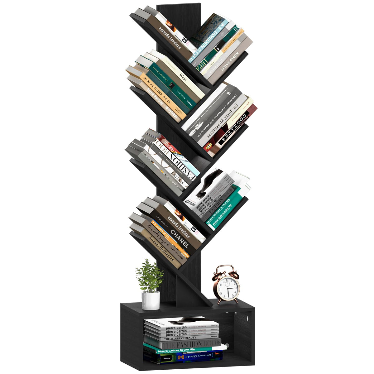 Yoobure shelf - Retro floor standing bookcase with 6 shelves in rustic brown