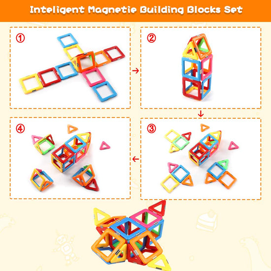 Coodoo magnetic blocks - upgraded starter set for 3+ years old kids and toddlers