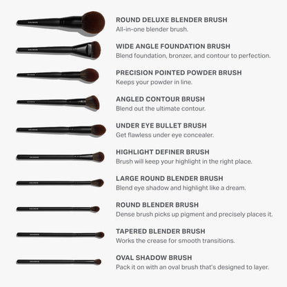 Morphe makeup brushes — 20 piece set with synthetic bristles and case