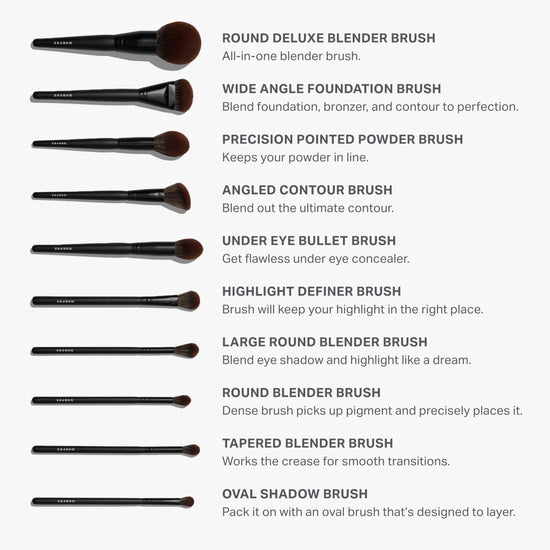 Morphe makeup brushes — 20 piece set with synthetic bristles and case