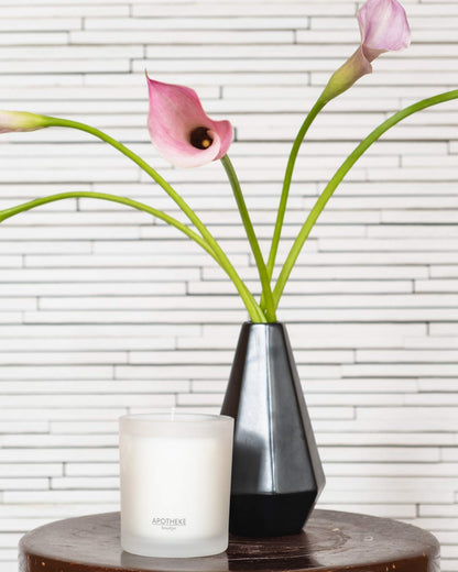 Apotheke scented candle — soy wax, large black jar, non toxic, luxury gift