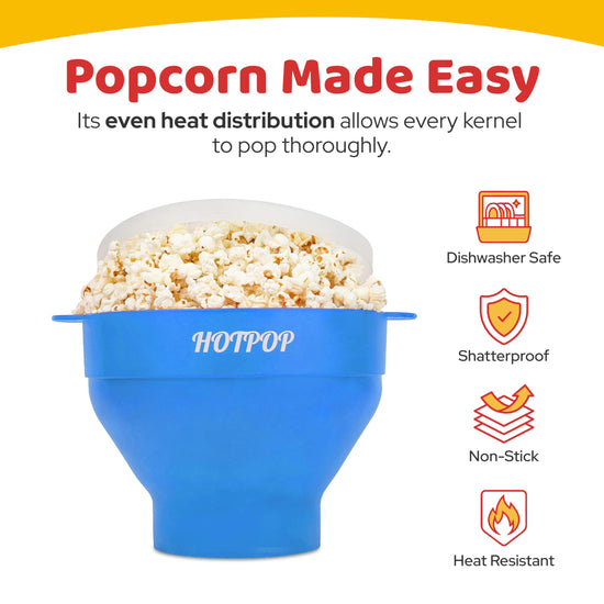 The Original Hotpop popcorn popper — collapsible silicone bowl, BPA-free and dishwasher safe