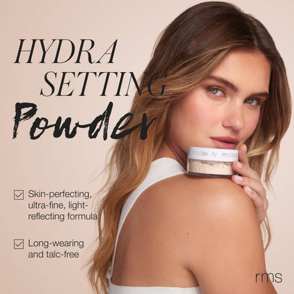 RMS Beauty hydra setting powder — translucent loose powder for oily skin