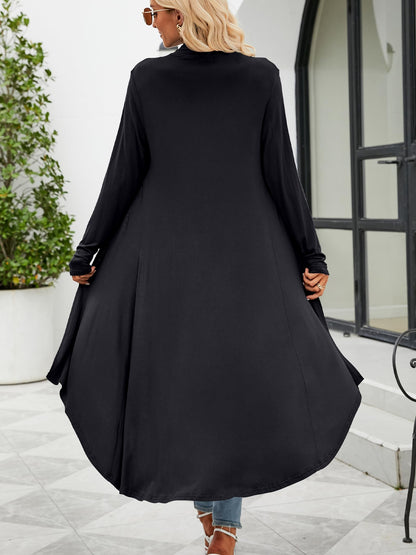 Women's cardigan with pockets - lightweight open front duster with high low hem