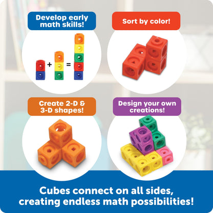 Learning Resources MathLink cubes — set of 100 math manipulatives for kids 5+
