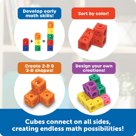 Learning Resources MathLink cubes — set of 100 math manipulatives for kids 5+