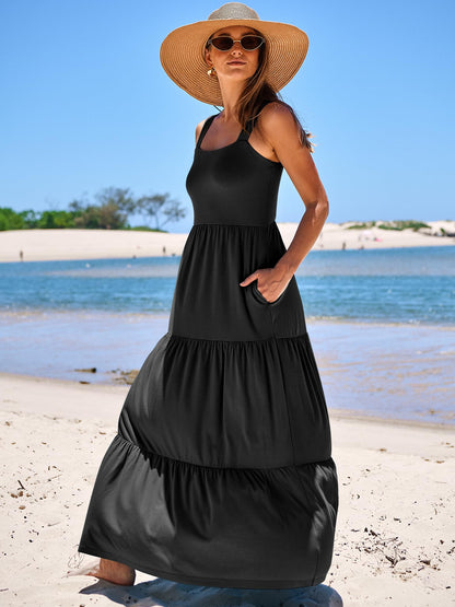 Dress — Sleeveless tiered maxi with pockets by ANRABESS