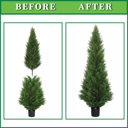 Artificial tree — 5 foot outdoor cedar topiary with potted plants