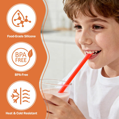 Drinking straw — Reusable silicone straws for Stanley tumblers with cleaning brushes