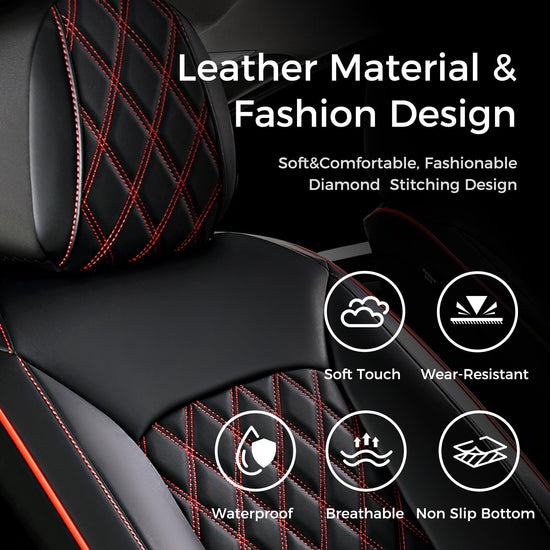 Huidasource seat covers — full set waterproof nappa leather in black and red