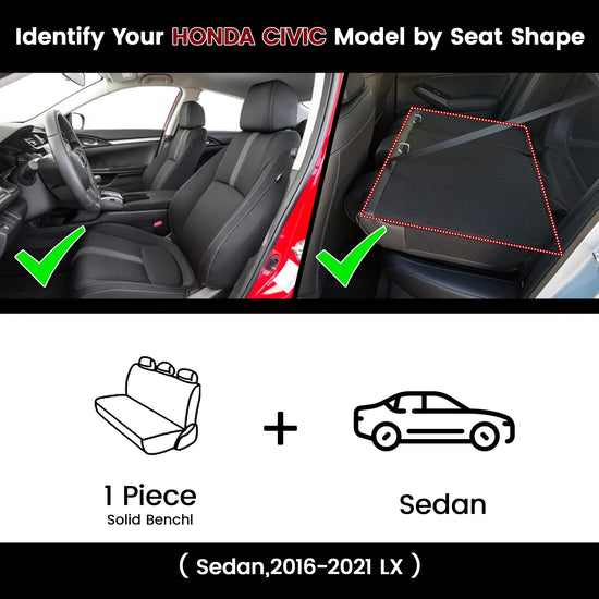 HKZ vehicle seat covers — custom fit wine red leather for Honda Civic Sedan 2016-2021 LX