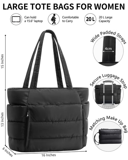 Bagstellar puffer tote bag — lightweight and quilted design for work and travel