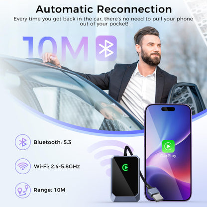 TERUNSOUl wireless carPlay adapter — convert wired to wireless with easy setup