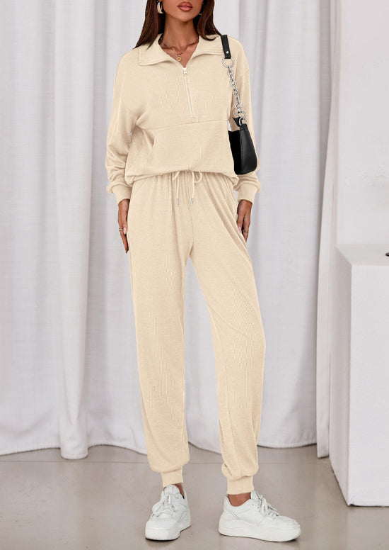 PRETTYGARDEN women's zip up sweatshirt and jogger pants track suit