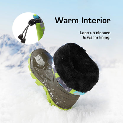 Boot — Waterproof camouflage snow boot with faux fur lining for kids