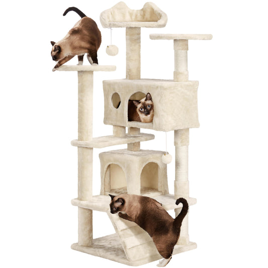 Yaheetech cat tree tower with scratch post for kittens and small pets.