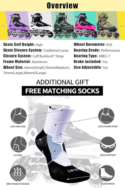 PAPAISON roller skates with light up wheels for kids and adults