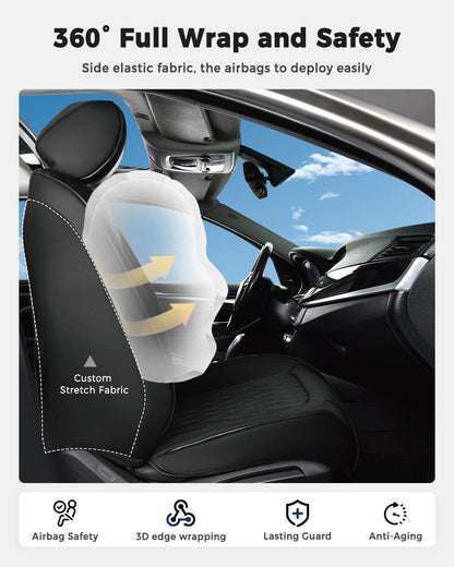 Vehicle seat cover — Waterproof faux leather with cup holder access and easy install