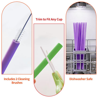 Drinking straw — Reusable silicone straws for Stanley tumblers with cleaning brushes