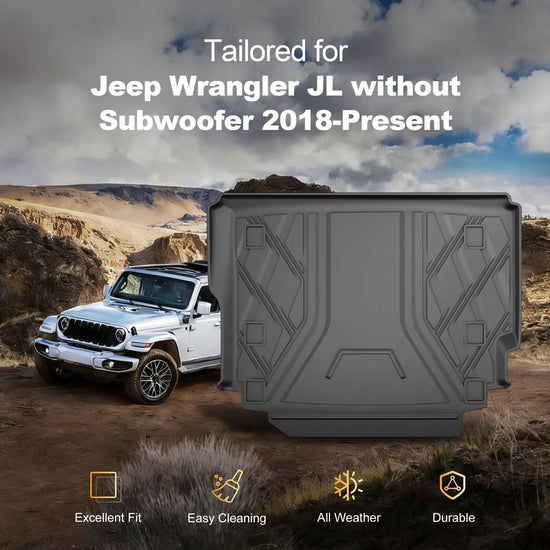 Upgraded vehicle mat — All weather cargo liner for 2018-2026 Jeep Wrangler JL 4X4 without OEM subwoofer