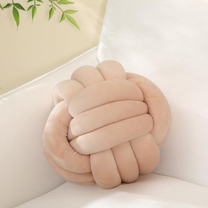 Sioloc soft knot ball pillow — Handmade plush round design in ivory color, 7.8 inches
