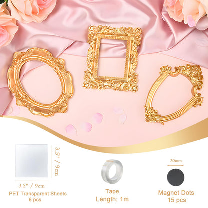 ERESGREAT picture frame — Mini gold magnetic frames for refrigerator (5 pcs)