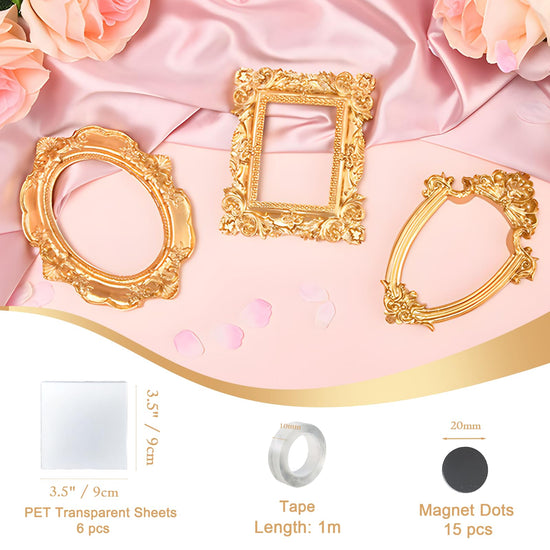 ERESGREAT picture frame — Mini gold magnetic frames for refrigerator (5 pcs)