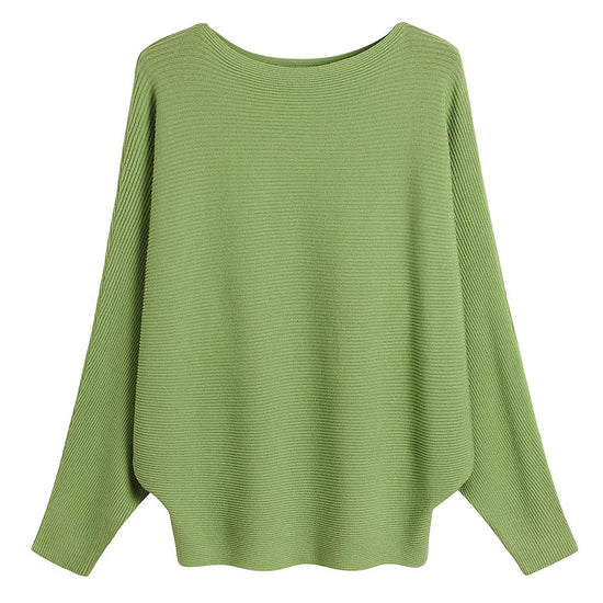 GABERLY sweater — Boat neck batwing sleeves dolman knitted design for women