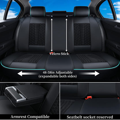 Coverado car seat covers - breathable faux leather for 5 seats in black and blue