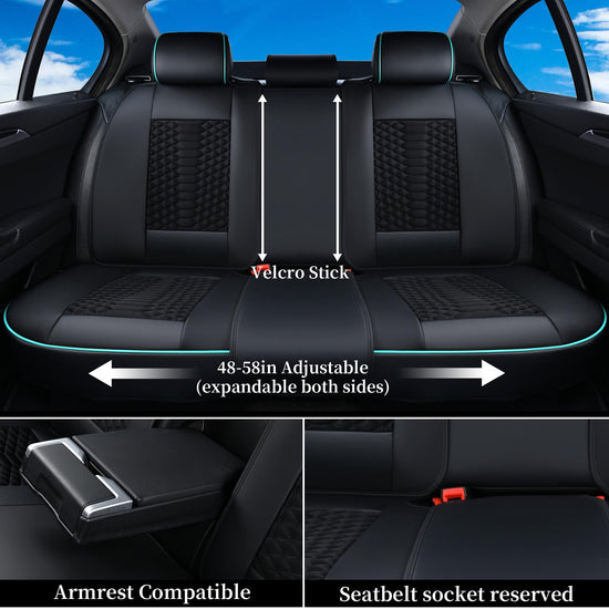 Coverado car seat covers - breathable faux leather for 5 seats in black and blue