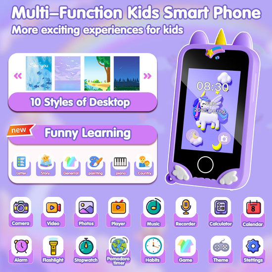 Pretend play toy — 2.8 touchscreen kids smart phone with dual cameras and games