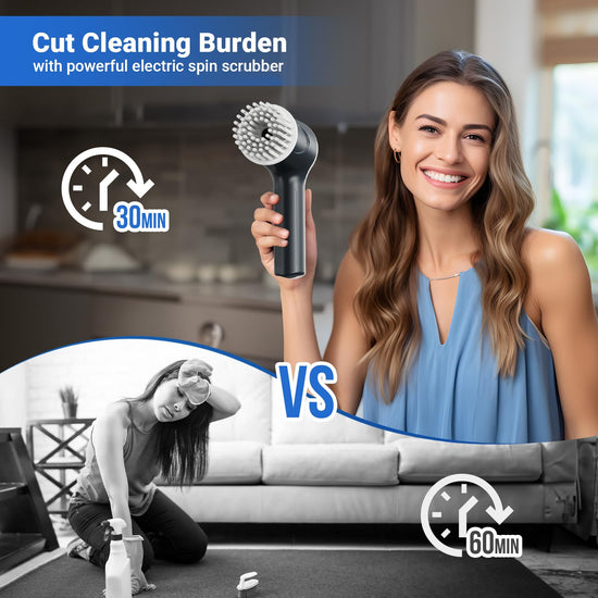 PUFTEM skin cleaning brush — Cordless design with battery level display and 6 heads.