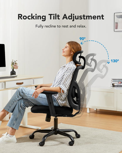 HUANUO ergonomic office chair — high back mesh design for big and tall users