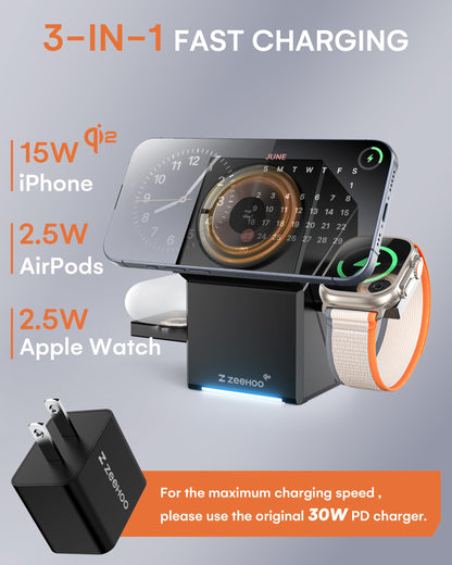 ZEEHOO charging adapter with MagSafe support and Qi2 15W fast wireless charging